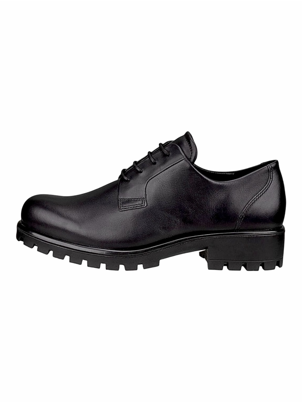 ECCO - Modtray Leather Derby Shoes Black Lug Sole Oxfords - EU 39 US 8.5